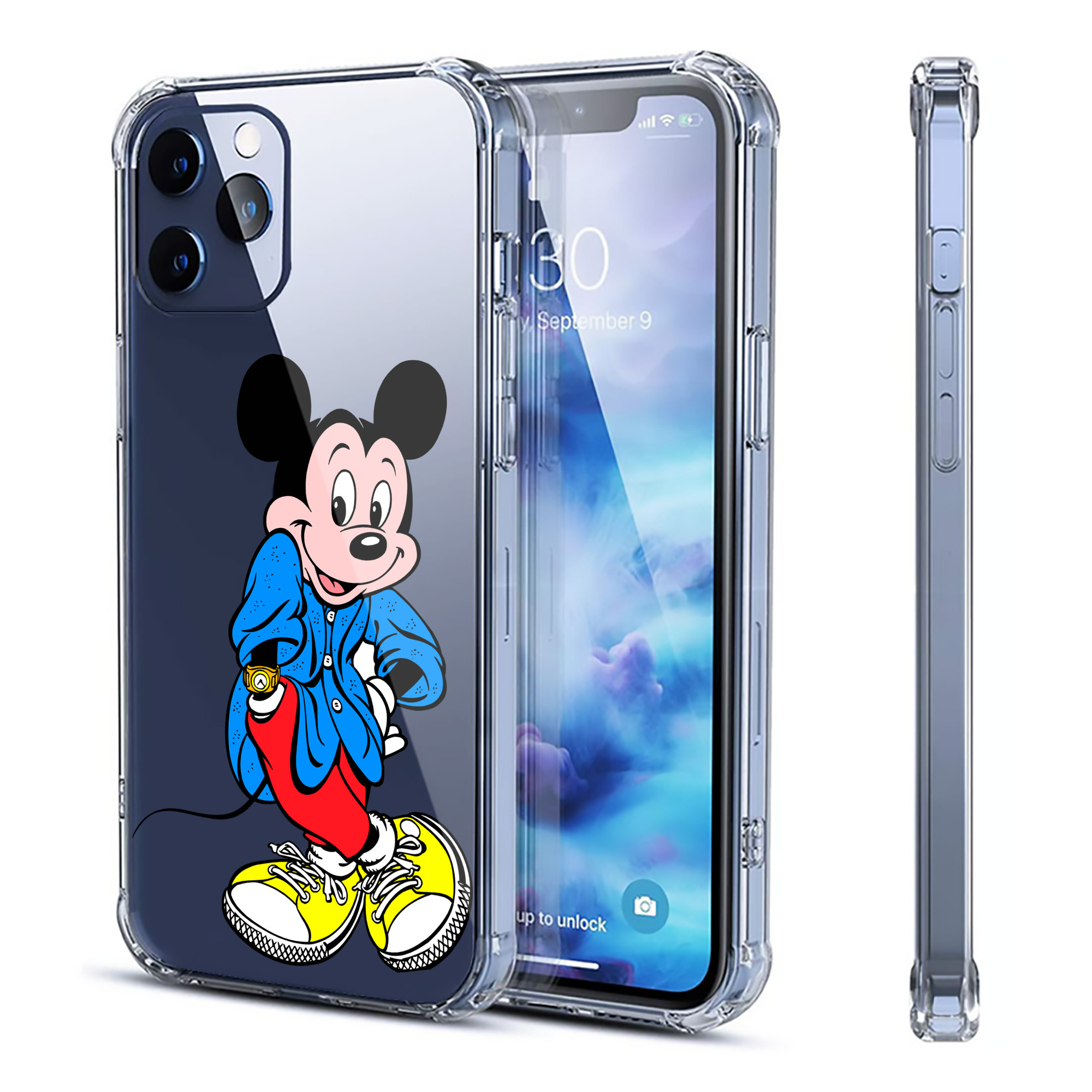 （画像用） ミッキーマウス Mickey Mouse 【iPhone 12シリーズ対応】透明スマホケース（クリアソフトケース）